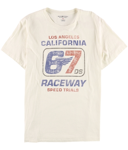 Ralph Lauren Mens Raceway Speed Trials Graphic T-Shirt white XL