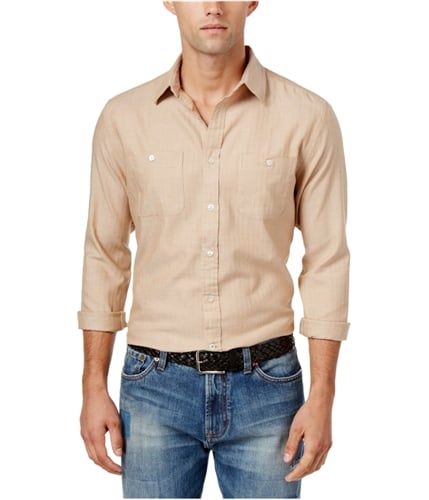 Tommy Hilfiger Mens Herringbone Button Up Shirt 409 S