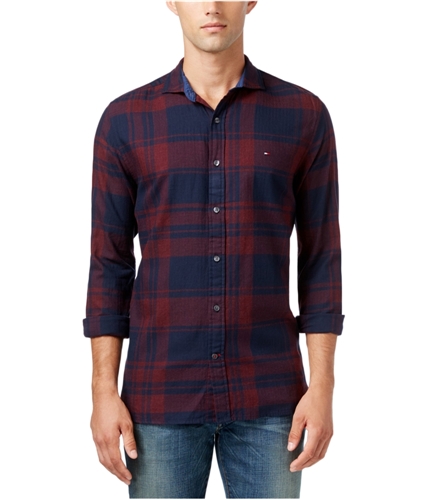 Tommy Hilfiger Mens Plaid Button Up Shirt 416 2XL