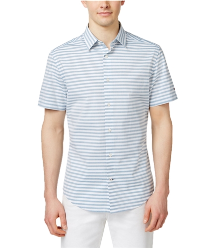 Tommy Hilfiger Mens Striped Poplin Button Up Shirt 112 XS