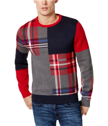 Tommy Hilfiger Mens Pattern Blocked Pullover Sweater 991 L