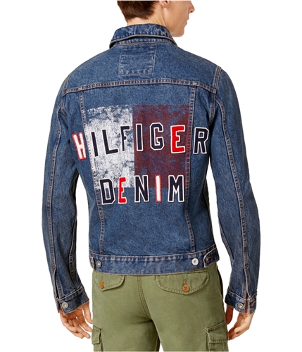 Tommy Hilfiger Mens Graphic Denim Jacket 495 S
