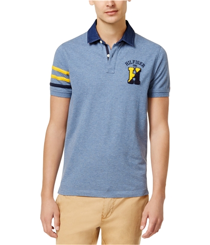 Tommy Hilfiger Mens Contrast-Trim Rugby Polo Shirt 424 S
