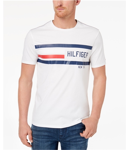 Tommy Hilfiger Mens Logo-Stripe Graphic T-Shirt 112 XL