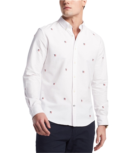 Tommy Hilfiger Mens Embroidered Logo Button Up Shirt 112 L