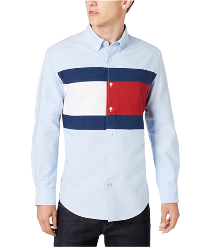 Tommy Hilfiger Mens Pieced Button Up Shirt 472 S