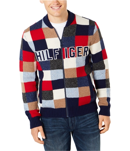 Tommy Hilfiger Mens Full-Zip Cardigan Sweater red L
