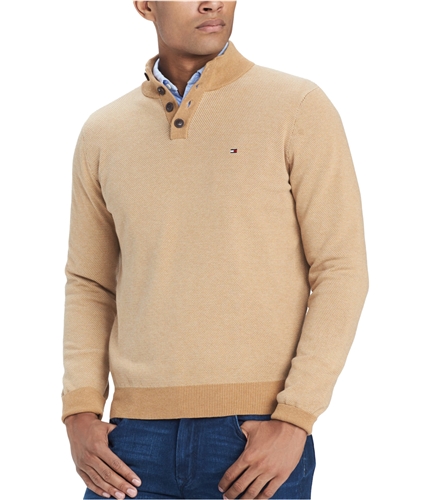 Tommy Hilfiger Mens Bridge Mock-Collar Knit Sweater beige XS