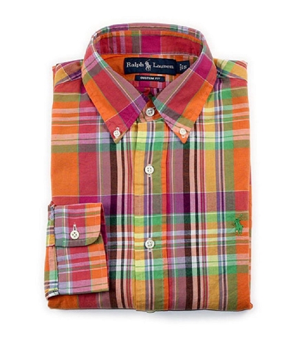 Ralph Lauren Mens Custom Fit Bd Ppc Sp Button Up Shirt medorange XL