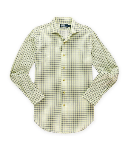 Ralph Lauren Mens Colorful Grid Button Up Shirt yellowblk S