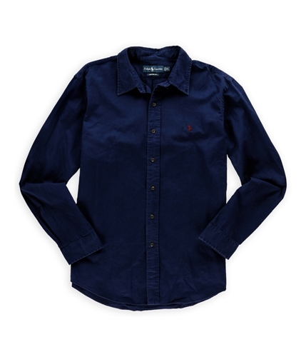 Ralph Lauren Mens Custom Fit Button Up Dress Shirt navy M
