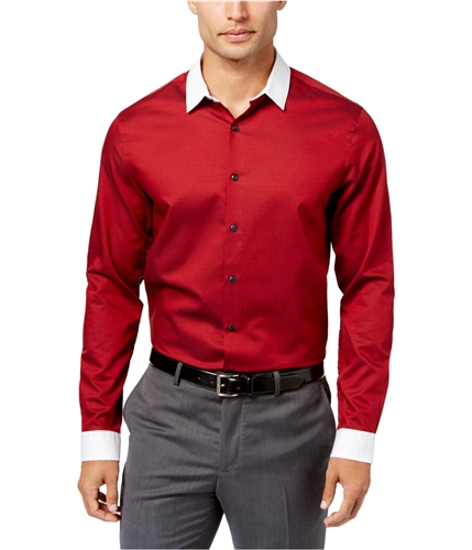 I-N-C Mens Contrast Collar Button Up Shirt bluecombo XL