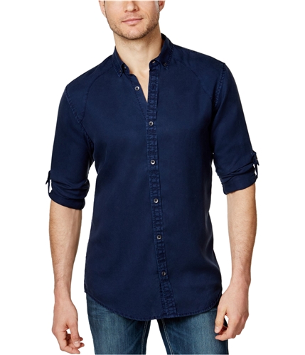 I-N-C Mens Roll-Tab Button Up Shirt mediumwash XL