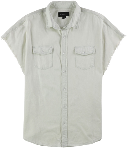 I-N-C Mens Raw Edges Button Up Shirt whitepure L