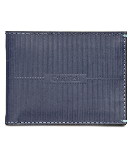 Calvin Klein Mens Grooved Leather Bifold Wallet navy One Size