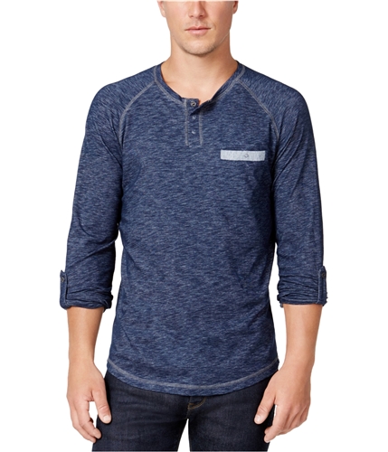 I-N-C Mens Raglan-Sleeve Henley Shirt deepblack XL