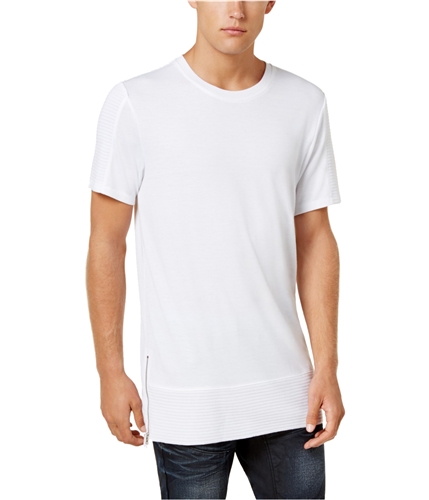 I-N-C Mens Zipped Hem Basic T-Shirt whitepure XS