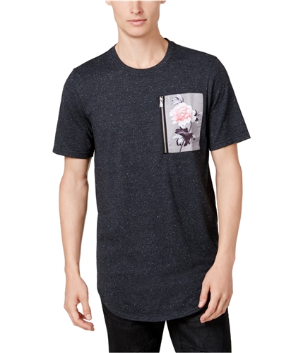 I-N-C Mens Floral Pocket Basic T-Shirt deepblack XS