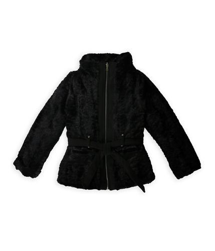 IZ Byer California Girls Faux Fur Belted Parka Coat black M