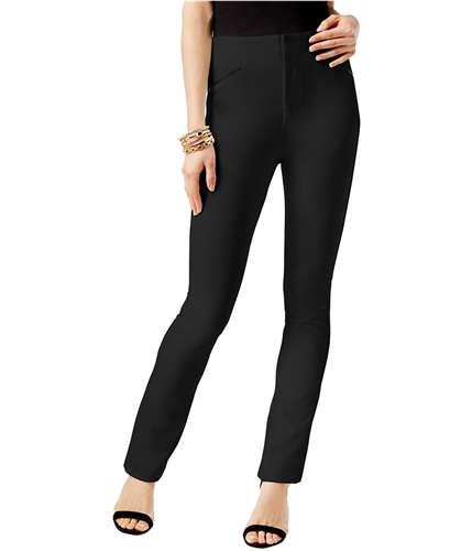I-N-C Womens Faux Leather Trim Casual Trouser Pants deepblack 10x30