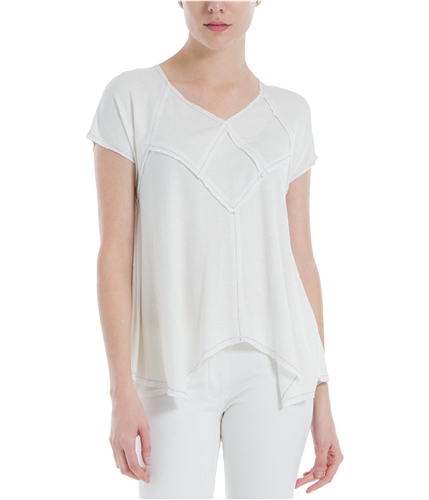 Max Studio London Womens Textured Basic T-Shirt white L