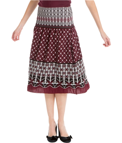 Max Studio London Womens Smocked A-line Skirt claret XS