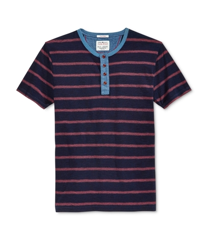 Lucky Brand Mens Striped Denim Henley Shirt 960 2XL