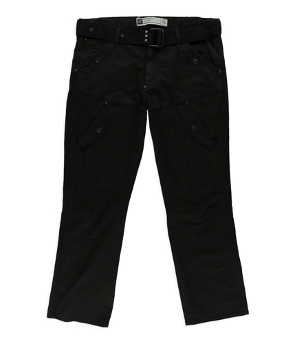 Royal Premium Mens Belted Casual Cargo Pants black 36x30