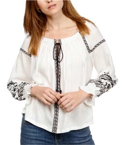 Lucky Brand Womens Embroidered Peasant Blouse 960 S