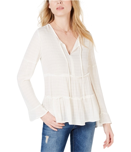 Lucky Brand Womens Tiered Peasant Blouse 110 M