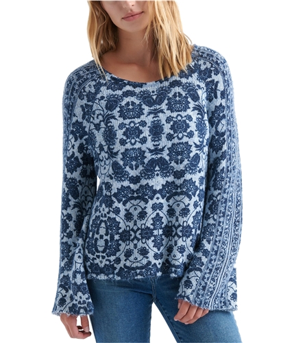 Lucky Brand Womens Damask Pullover Sweater blue XS