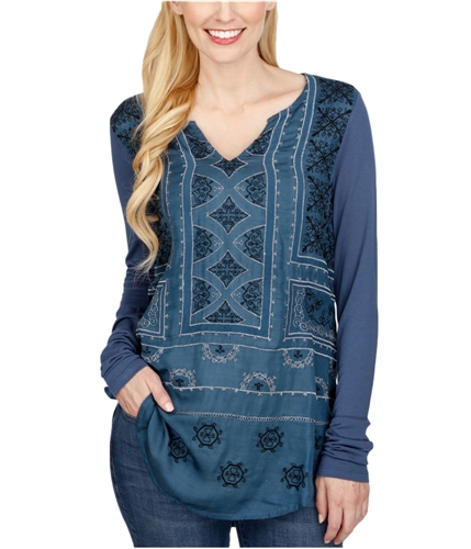 Lucky Brand Womens Embroidered Pullover Blouse 420 S