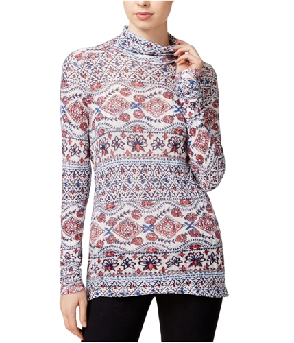 Lucky Brand Womens Printed Turtleneck Graphic T-Shirt multi XS