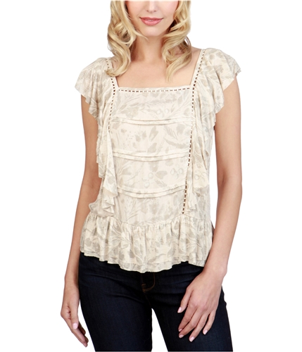 Lucky Brand Womens Ruffled Pullover Blouse nml M