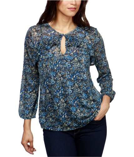 Lucky Brand Womens Floral Knit Blouse mlt XS