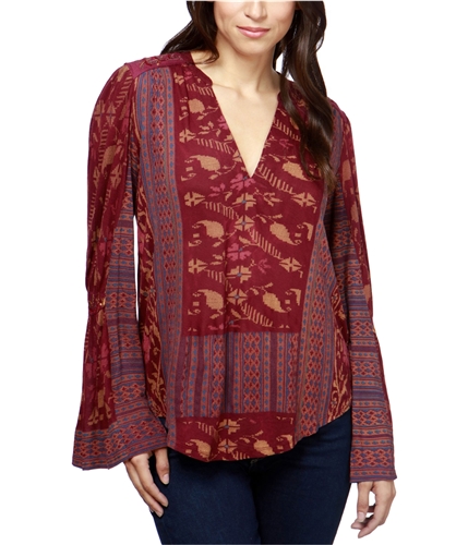 Lucky Brand Womens Mixed-Print Peasant Blouse 5bm XS