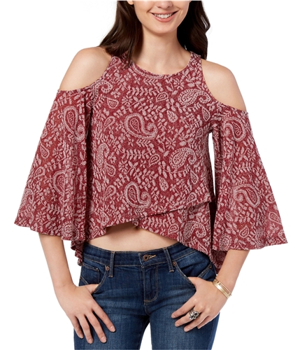 Lucky Brand Womens High-Low Cold Shoulder Blouse 1gm L