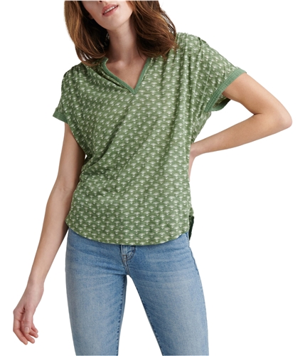 Lucky Brand Womens Printed Pullover Blouse green M