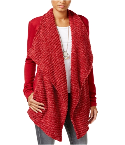 Lucky Brand Womens Draped Cardigan Sweater red S