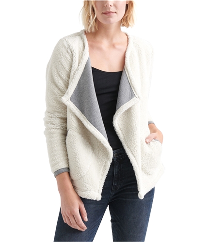 Lucky Brand Womens Faux fur Cardigan Sweater white S