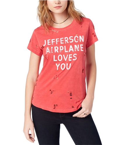 Lucky Brand Womens Ripped Jefferson Airplane Graphic T-Shirt 618 XS