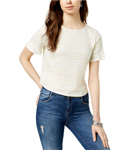 Lucky Brand Womens Stiped Tie Back Basic T-Shirt yellow S