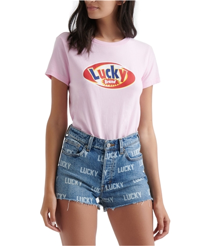 Lucky Brand Womens 90s Logo Graphic T-Shirt pink XL