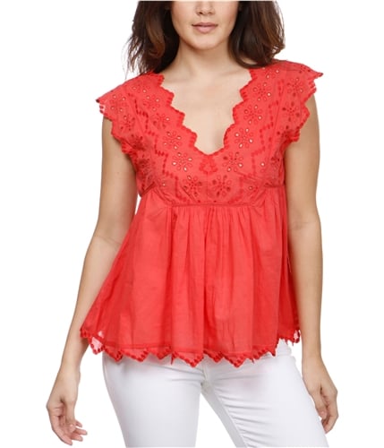 Lucky Brand Womens Eyelet Peasant Blouse 670 XS