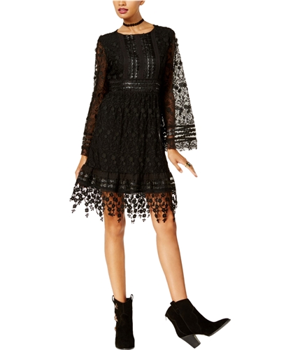 I-N-C Womens Lace A-line Dress deepblack 0