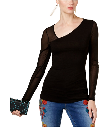 I-N-C Womens Asymmetrical Basic T-Shirt deepblack L