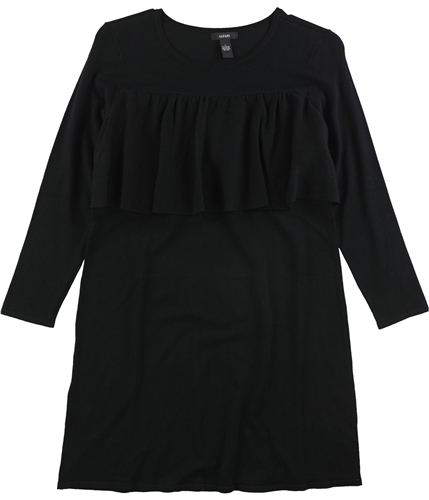 Alfani Womens Ruffle Trim Sweater Dress deepblack L