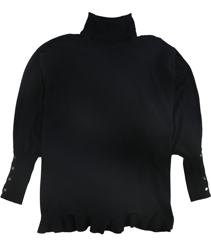 Alfani Womens Ruffled Cape Knit Sweater black 2X