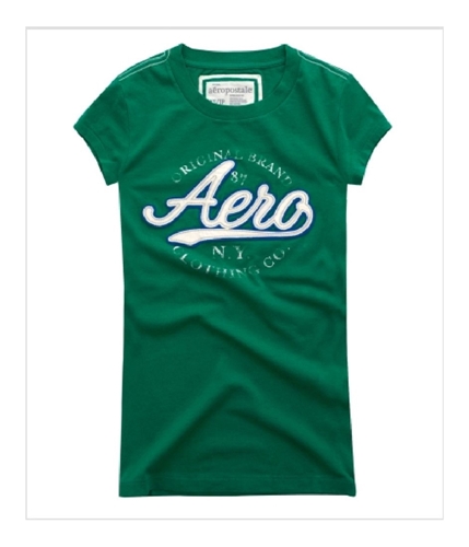 Aeropostale Womens Aero Original Brand Crewneck Graphic T-Shirt bluegreen M