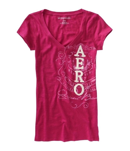 Aeropostale Womens V-neck Beaded Graphic T-Shirt pinkberry XS